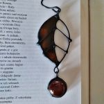 Zakładka do książki Jesienny Liść Tiffany - ozdobiony drutem miedzianym