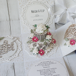 Ślubny Exploding box "White & Cream" z tortem - koronka box1e