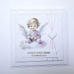 Kartka na Chrzest z aniołkiem ręcznie robiona - Kartka handmade na Chrzest z aniołkiem
