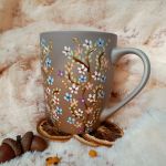 Wiosenne drzewka. Ręcznie malowany kubek 300 ml. - ręcznie malowane