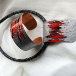 Ręcznie malowany naszyjnik "Płomienie" - Można dobrać bransoletkę