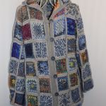 Płaszcz, sweter robiony na szydełku - od kwadratu do kwadratu - 