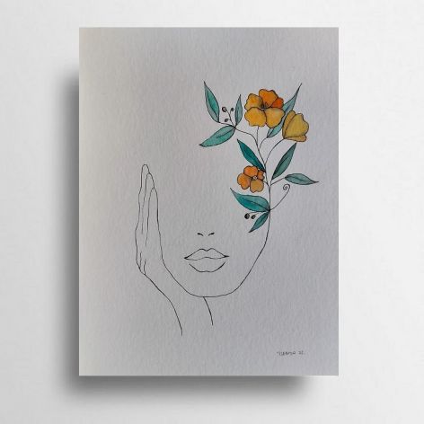 Kobieta-kwiaty-akwarela 