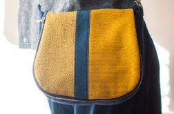 Miodowo-granatowa listonoszka z klapą