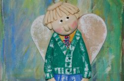 Jasiek na imprezie - aniołek z masy solnej, prezent, dekoracja