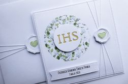 Wyjątkowa kartka komunijna w zieleni handmade
