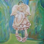 Nieśmiało się uśmiecham - aniołek z masy solnej, prezent, dekoracja - 