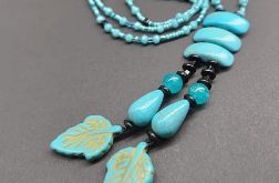 Naszyjnik Turkusowe Liście Howlit Korale