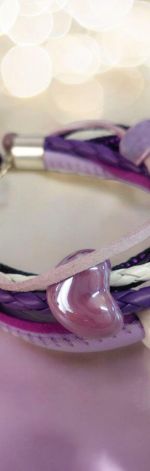 Bransoletka rzemykowa wrzos i fiolet