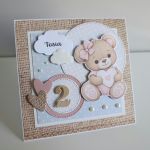 Personalizowana kartka urodzinowa ręcznie robiona miś z sercem - Personalizowana kartka urodzinowa ręcznie robiona miś z sercem
