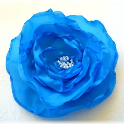 Broszka kwiat do włosów - Róża niebieska