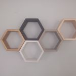 Półka drewniana ścienna heksagon plaster miodu  - pal2