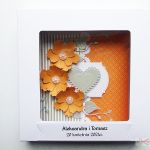 Kartka ŚLUBNA z pomarańczowymi kwiatami - Kartka ślubna z sercem