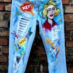 jeansy boyfriend recznie malowane komiks - komiksowe spodnie