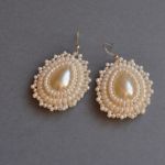 Kolczyki koralikowe białe perłowe - kolczyki ślubne
