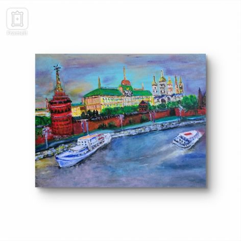 KREML, MOSKWA, OBRAZ AKRYLOWY NA PŁÓTNIE,  40X50X2 CM.