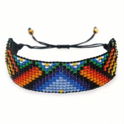 Bransoletka BOHO pleciona z koralików kolorowa blue Bransoletka BOHO pleciona z koralików kolorowa blue
