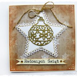 Kartka świąteczna z bombką i gwiazdką