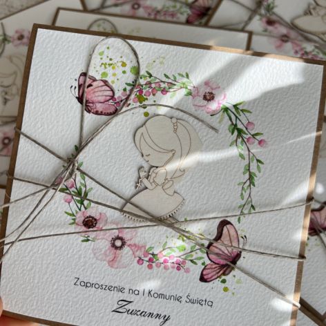 Zaproszenia komunijne dla dziewczynki ręcznie robione
