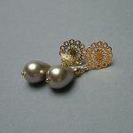 Pearls /beige/ perły naturalne vol. 1- kolczyki - 