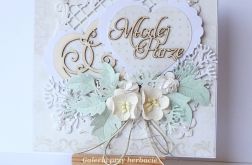 Kremowa kartka ślubna 180813