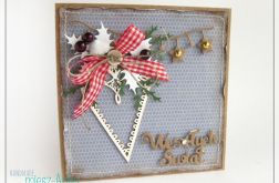 Kartka świąteczna z bombką i girlandą 1