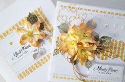 Kartka MŁODEJ PARZE biało-pomarańczowa