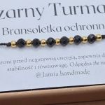 Bransoletka z czarnym turmalinem - czarna nić - 