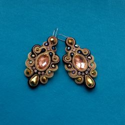 Kolczyki Złoto, Czerń & Kryształy