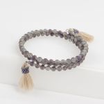 Bransoletka z chwostami zawijana uniwersalna boho szaro fioletowa - Bransoletka z chwostami zawijana uniwersalna boho szaro fioletowa