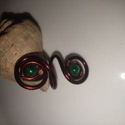 Pierścionek "Kręciołek"z miedzi i naturalnego malachitu