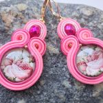 Pink Rose kolczyki sutaszowe - 