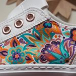 Ręcznie malowane trampki PAISLEY turkus - customowe sneakersy