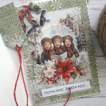 Kartka świąteczna z kolędniczkami - Jasnokremowe wnętrze kartki i tył bileciku