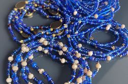 Naszyjnik Kaskadowy Długi Szafirowy Hematyt