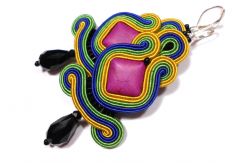 chaber, zieleń i musztarda - kolczyki