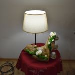 Lampa  i świecznik na drewnie z wiśni - 