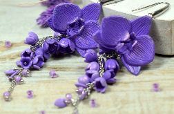 Długie, lawendowe kolczyki kwiaty - orchidee