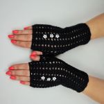 RĘKAWICZKI MITENKI HANDMADE KASZMIR CZARNE - 