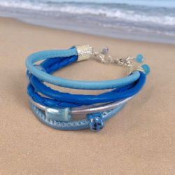 Bransoletka rzemykowa niebieska