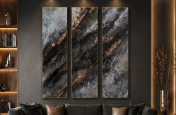 Tryptyk, ręcznie malowany obraz strukturalny, 120x90 cm