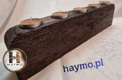 Świecznik drewniany SSB dymno-szary bursztyn Inga No. 9