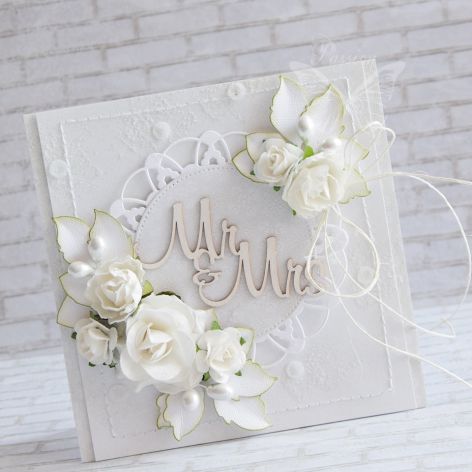 Kartka ślubna w bieli Mr&Mrs