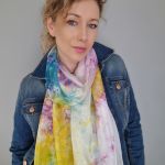 SZAL SZALIK JEDWABNY RĘCZNIE BARWIONY /527/ - szal jedwabny