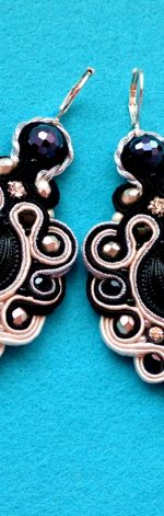 Kolczyki Czerń, Srebro & Ecru