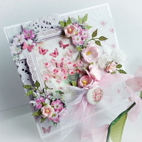 Kartka ślubna w pastelowych kwiatach