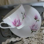 Zestaw malowany 15 elementów do kawy "Różowa magnolia" - Filiżanka