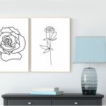 Róża grafika czarno-biała nowoczesna minimalistyczna - Dwie róże