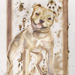 Malowany akwarelami pies "Uśmiecham się " - Przedstawiam tu rasowego psa stadtford terrier.