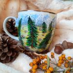 Ręcznie malowany kubek Niedźwiedź złota rybka spełnione marzenia 480ml - Ręcznie malowane